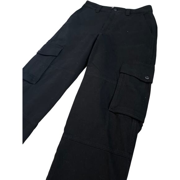 Aritzia TNA Black Corbett‎ Wide Leg Twill Cargo Pants Size 4 - Picture 4 of 9